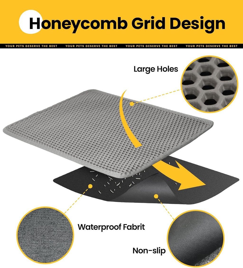Close up of hexagon grid on Conlun kitty litter mat