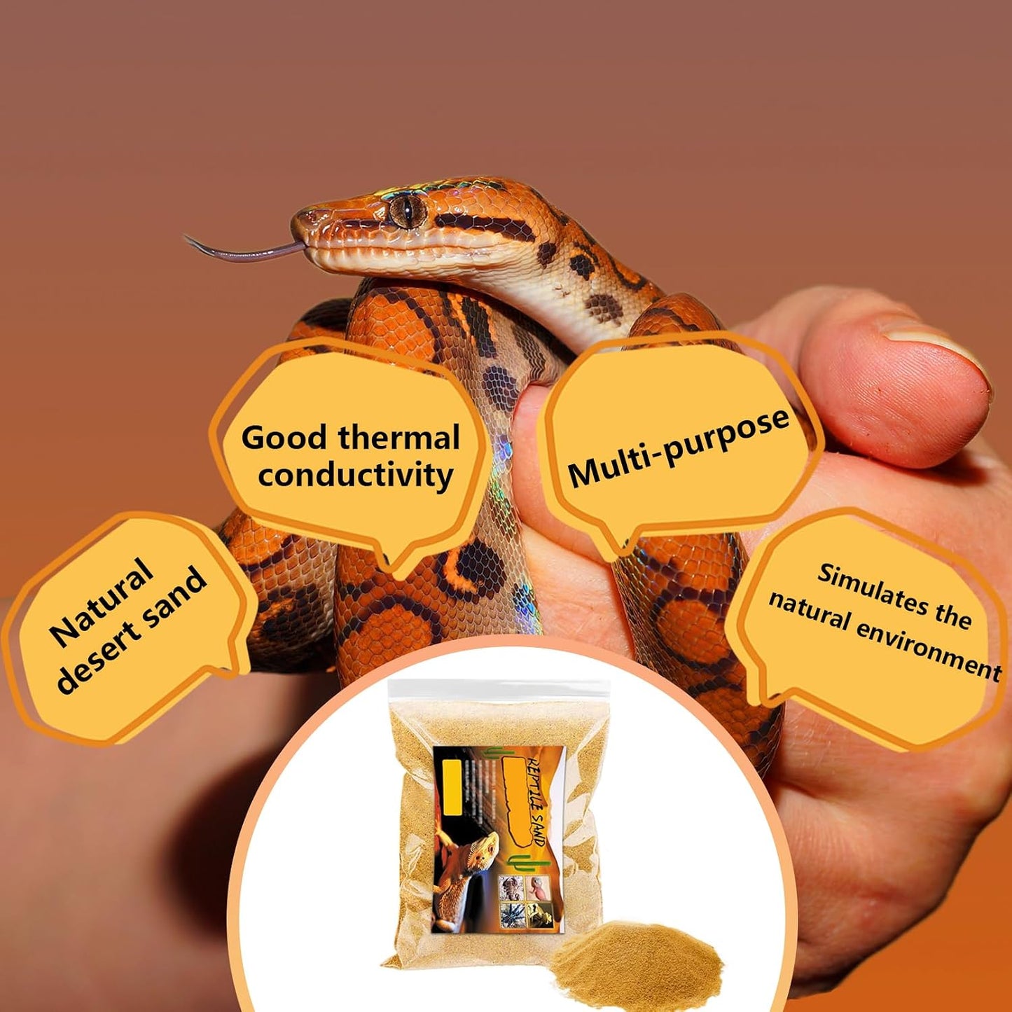 BNOSDM Reptile Sand,2.2lb Bearded Dragons Sands Substrate Bedding,Lizard Yellow Desert Blend Sands for Snakes Geckos Tortoises Turtle Tarantula - Image 3