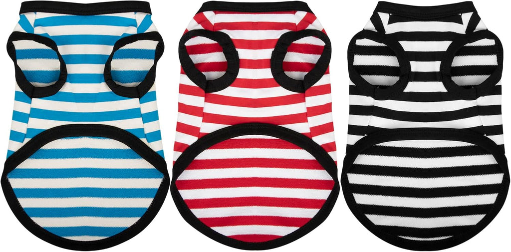 Paiaite 6-Piece Striped Shirt Set: Cotton Sleeveless Puppy Dog Shirts, Breathable Pet Apparel Tank Tops, Colorful Sweatshirts for Small & Medium Dogs - Image 9