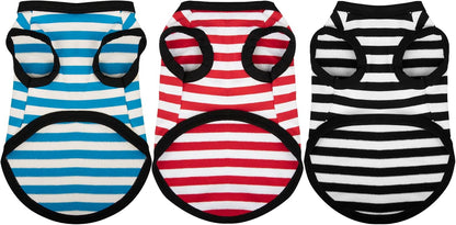 Paiaite 6-Piece Striped Shirt Set: Cotton Sleeveless Puppy Dog Shirts, Breathable Pet Apparel Tank Tops, Colorful Sweatshirts for Small & Medium Dogs - Image 9