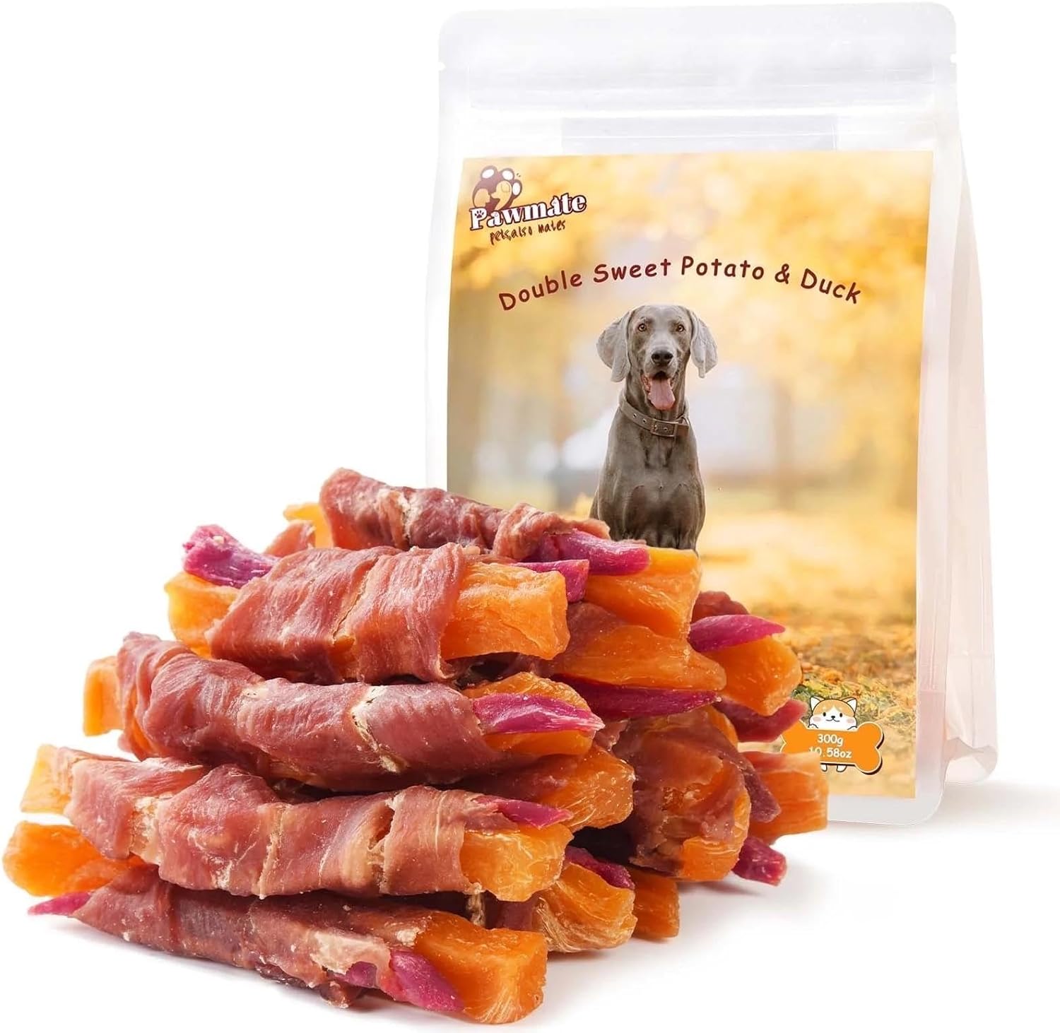 Pawmate Duck Double Purple Sweet Potato Wraps dog treats front view