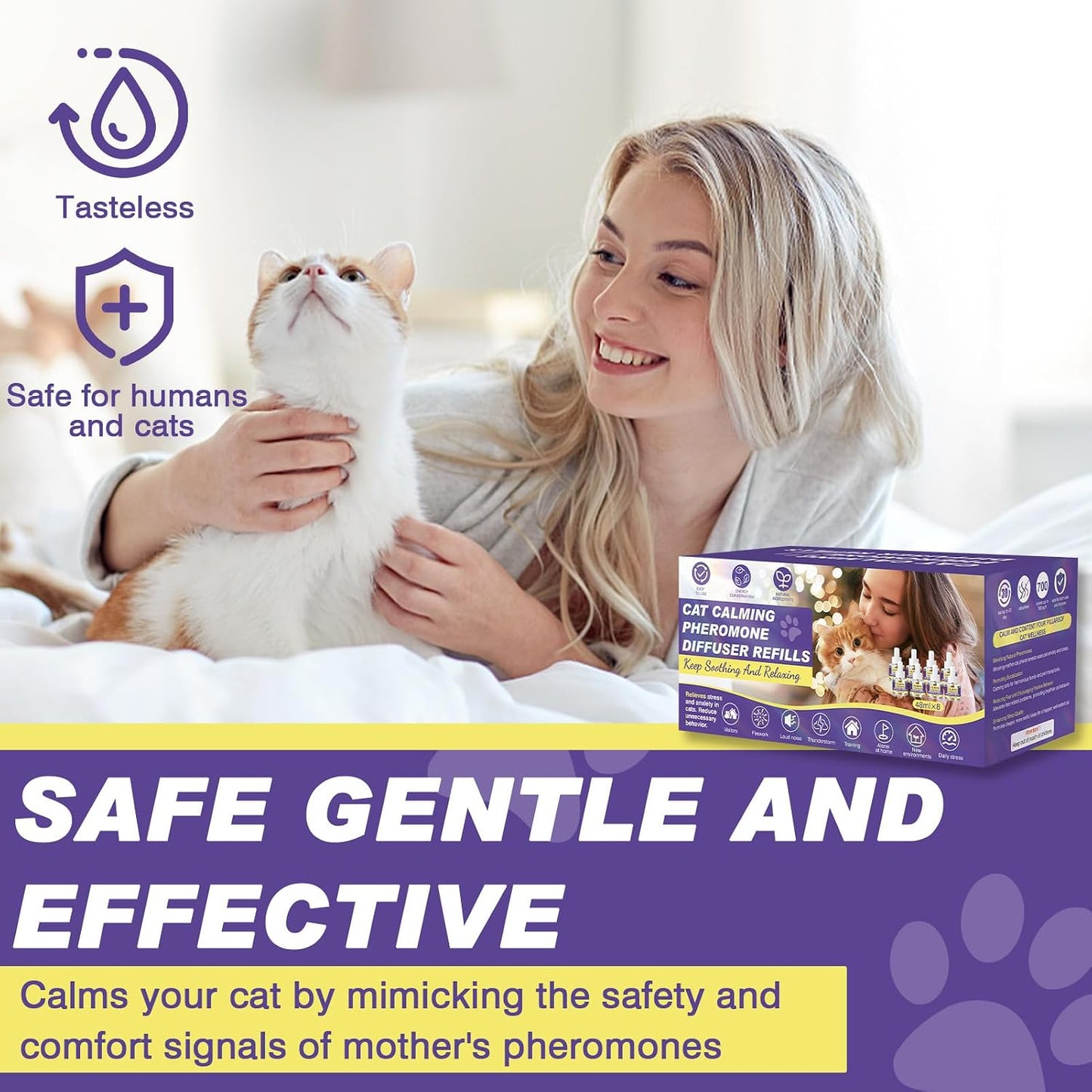Diagram highlighting the seven hundred square feet coverage area of the RUAKPL cat calming refill.