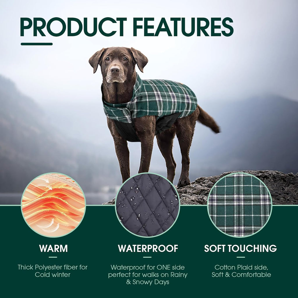 Kuoser dog coat shown with black fleece side out