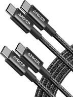Short one foot Type C to Type C cord connected to a portable power bank.