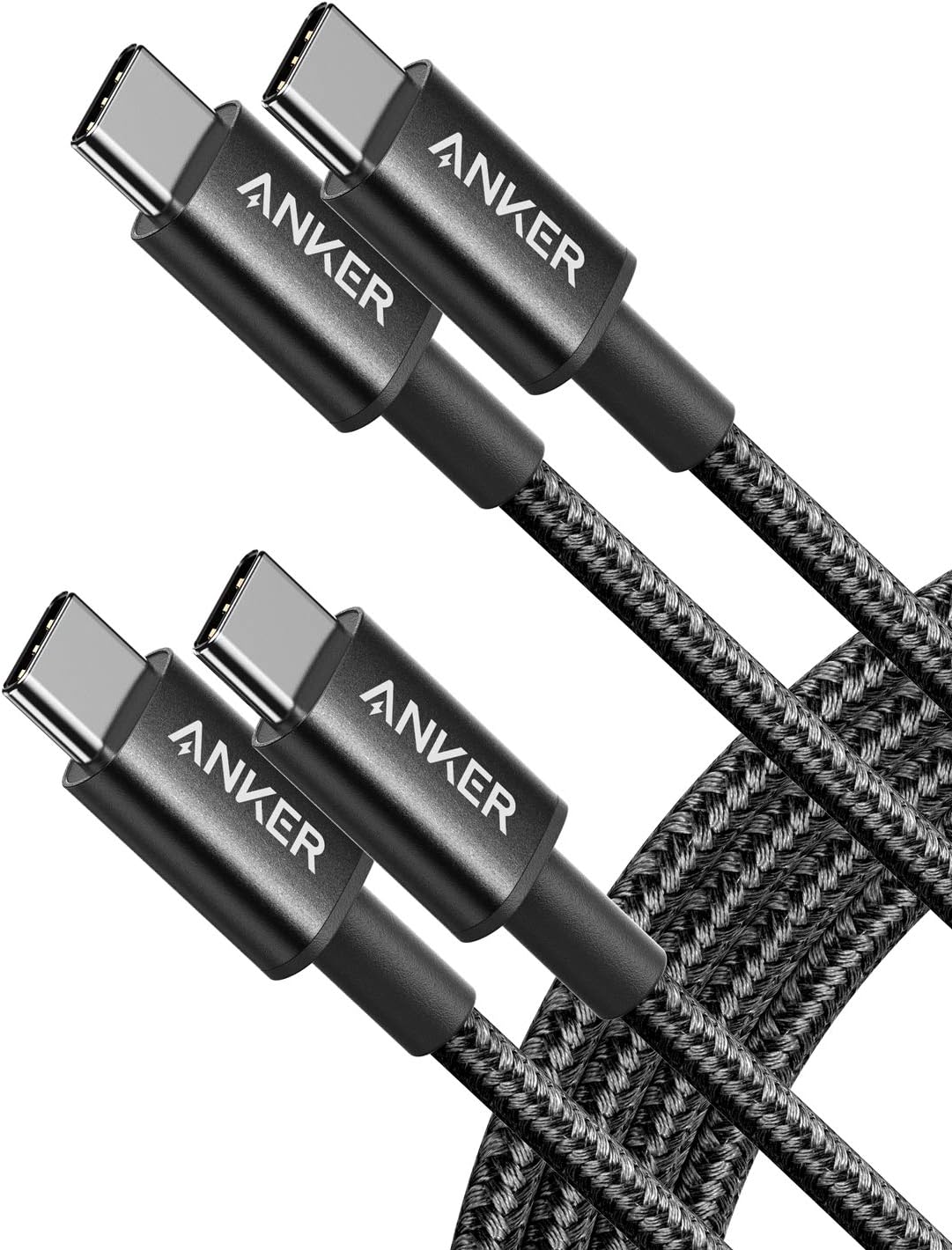 Short one foot Type C to Type C cord connected to a portable power bank.