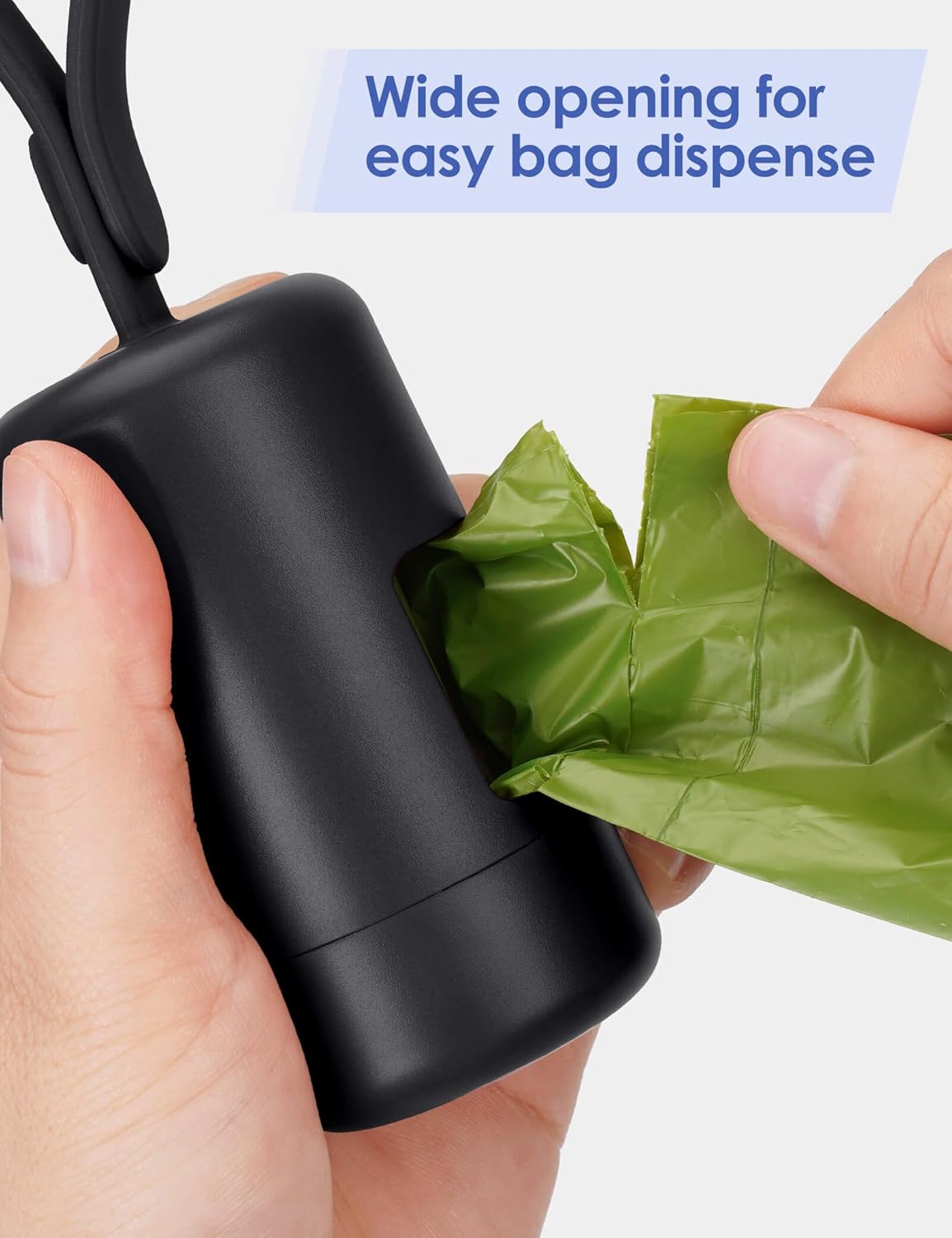 Gobeigo black leash attachment dispenser with fifteen count starter roll.