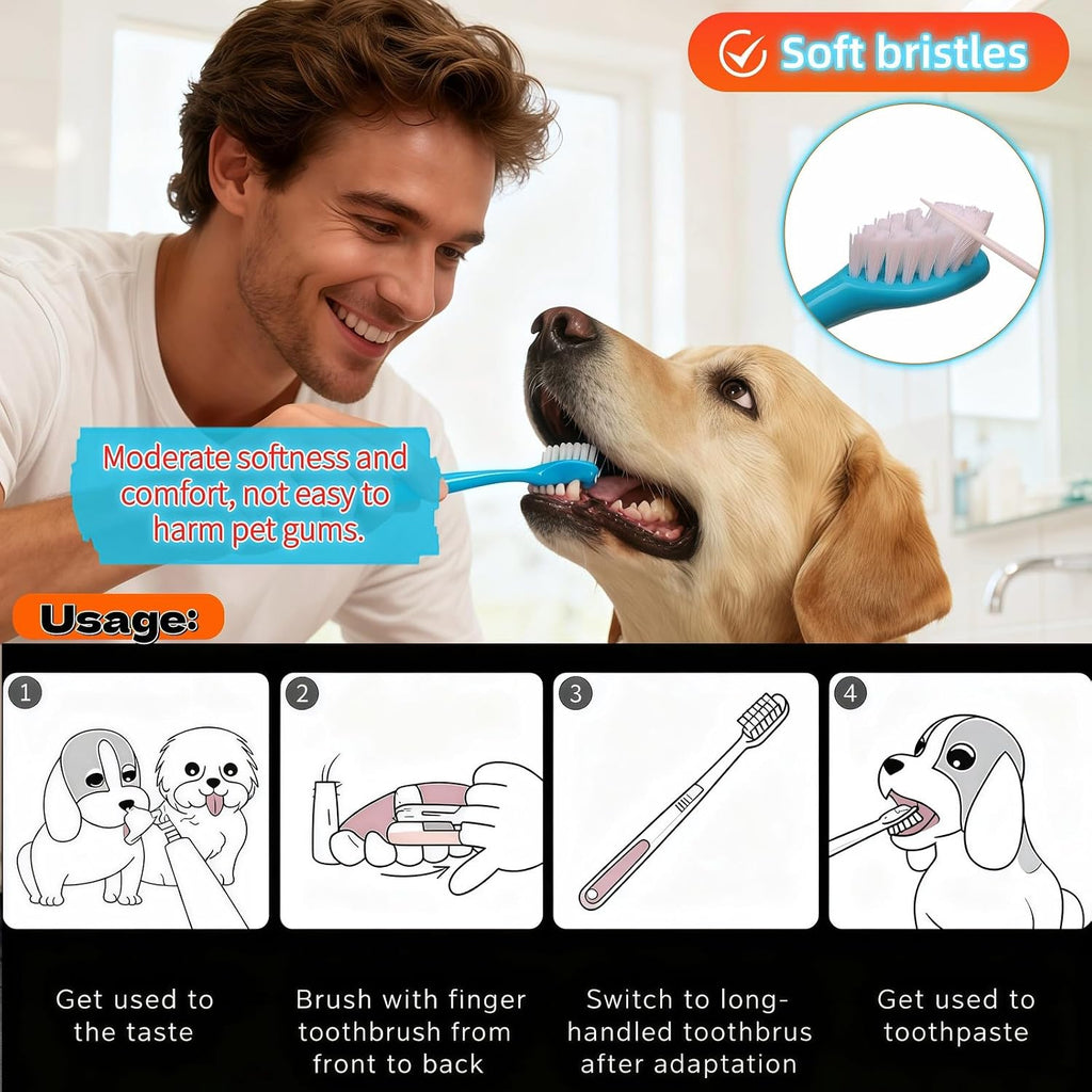 Dog Toothbrush, 360 degrees & Double-Headed Dog Dental Care Kit for Small & Large Dogs, Pet Finger Toothbrush & Toothbrush Set for Effective Plaque Removal, Clean Teeth, Fresh Breath, and Gum Health - Image 9