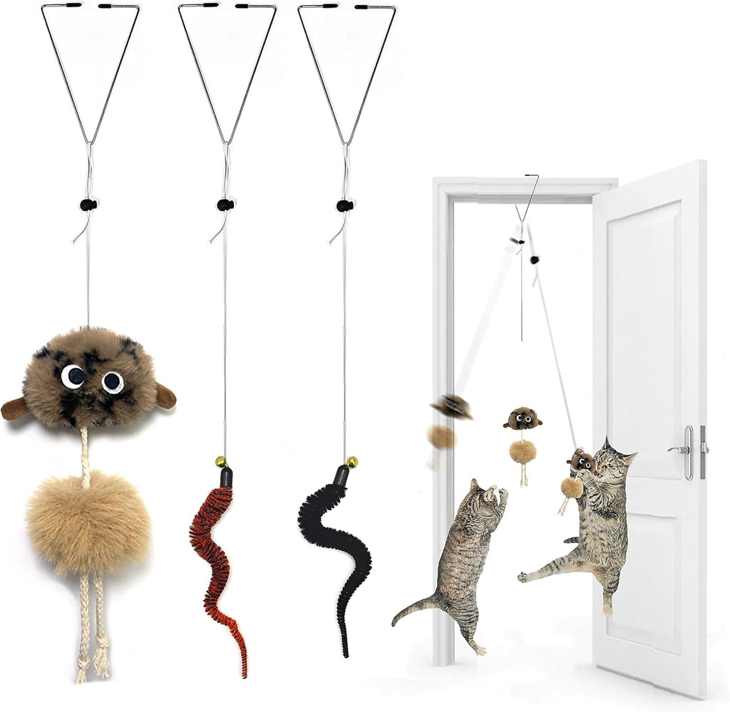 URMYONLY interactive indoor cat toys package showing all three included plush accessories.