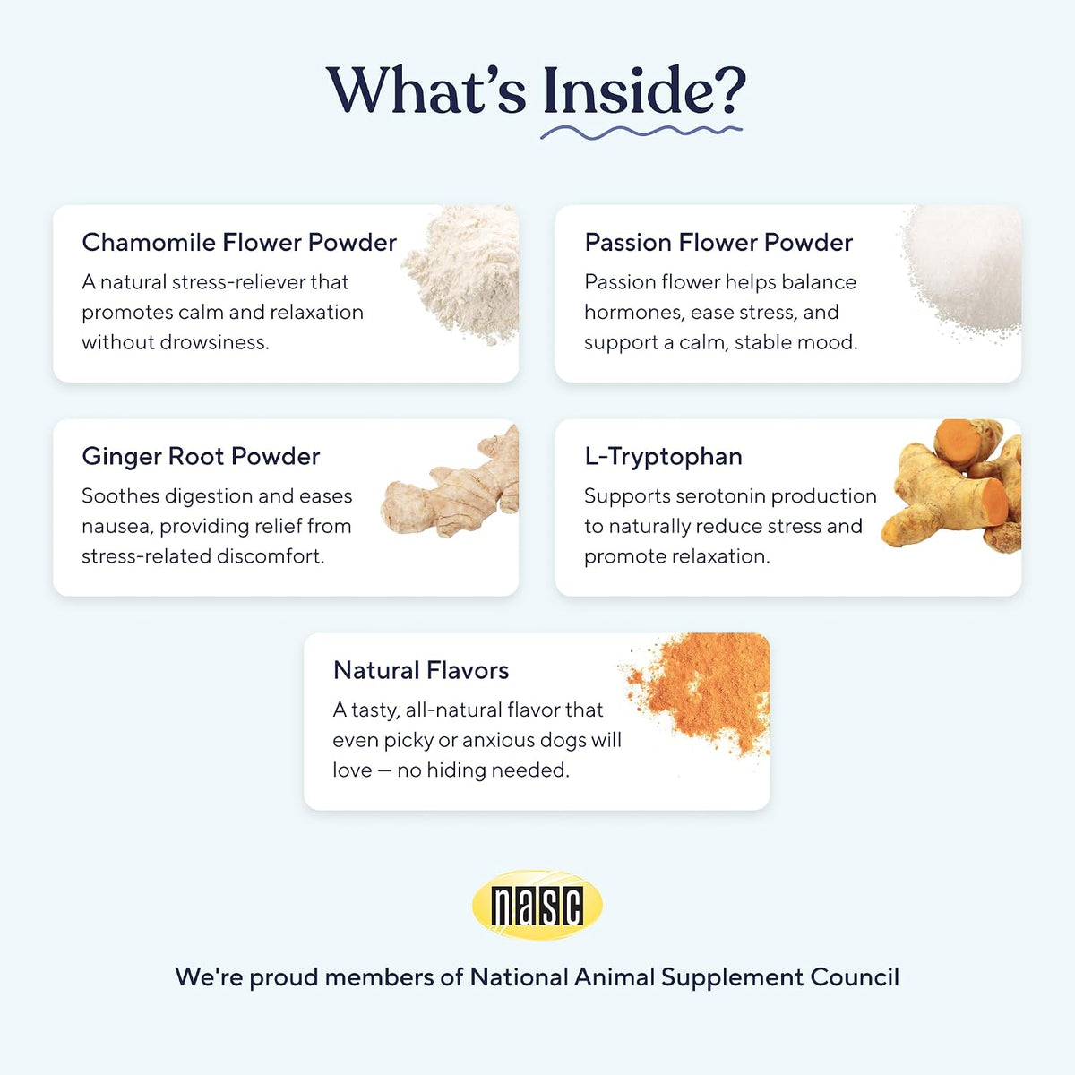 Back label of Pawfy dog calming treats with weight based feeding instructions