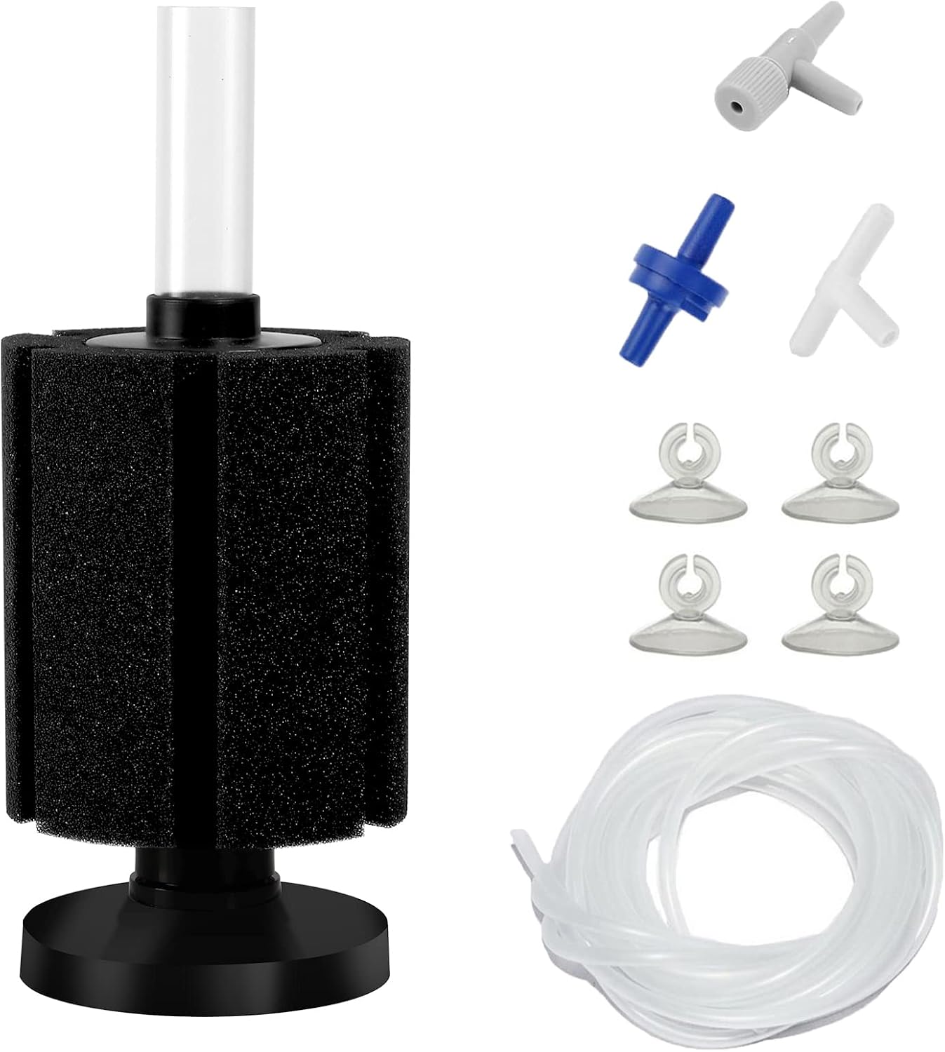 AQUANEAT Aquarium Air Powered Sponge Filter, Fish Tank Bio Bubble Filter with Airline Tubing, Valves, Suction Cup(up to 10Gal) - Image 9