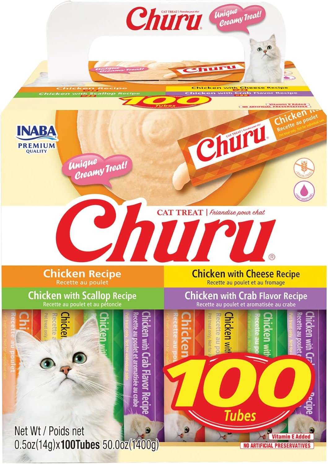 INABA Churu Cat Treats, Lickable, Squeezable Creamy Pure with Vitamin E, 0.5 Ounces per Tube, 100 Tubes Total, Tuna Variety - Image 12