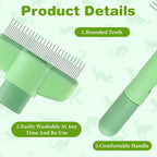 Green double pin pet deshedding brush set for indoor cats and rabbits
