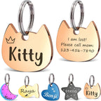Anavia Personalized Small Stainless Steel Pet ID Tag front view showing custom engraving on rose gold finish