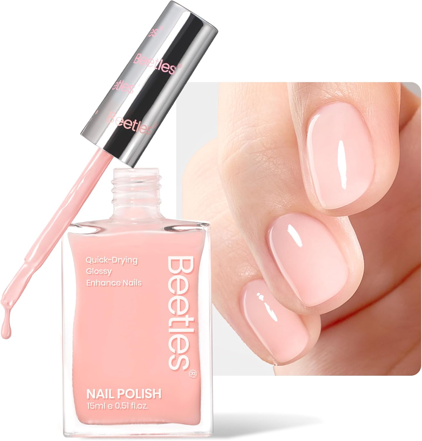 Beetles Nail Strengthener and Growth Nude Pink front view