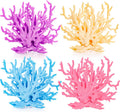 TOPZEA artificial aquarium coral decor four pack front view displaying colorful faux reef decorations