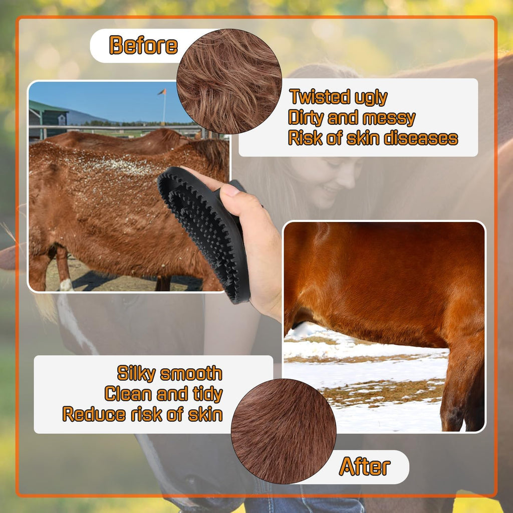 Black rubber curry comb for cats and dogs shedding control