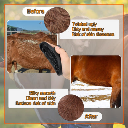 Black rubber curry comb for cats and dogs shedding control