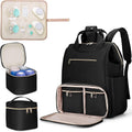 Fasrom wearable breast pump bag backpack in black front view showing quilted stitching