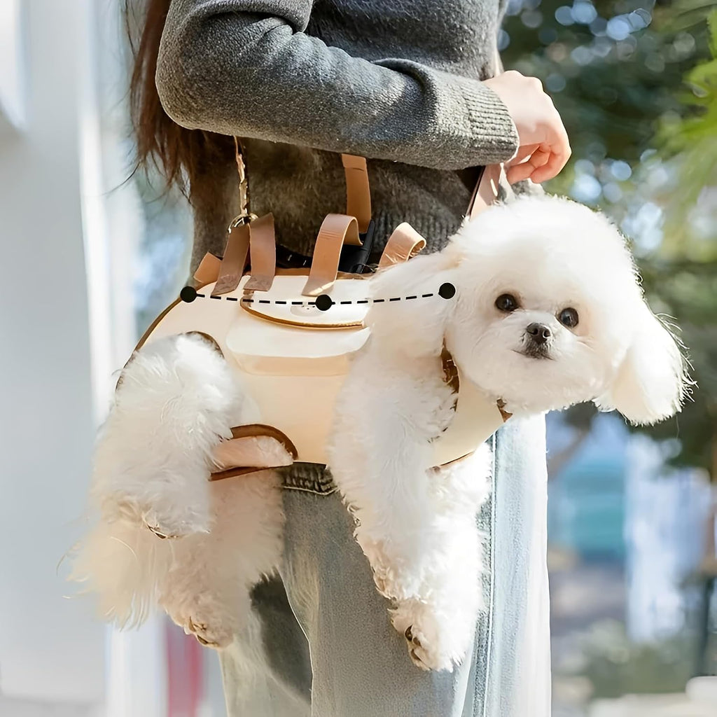 Gitekain dog carry pet backpack front view showing secure crossbody strap