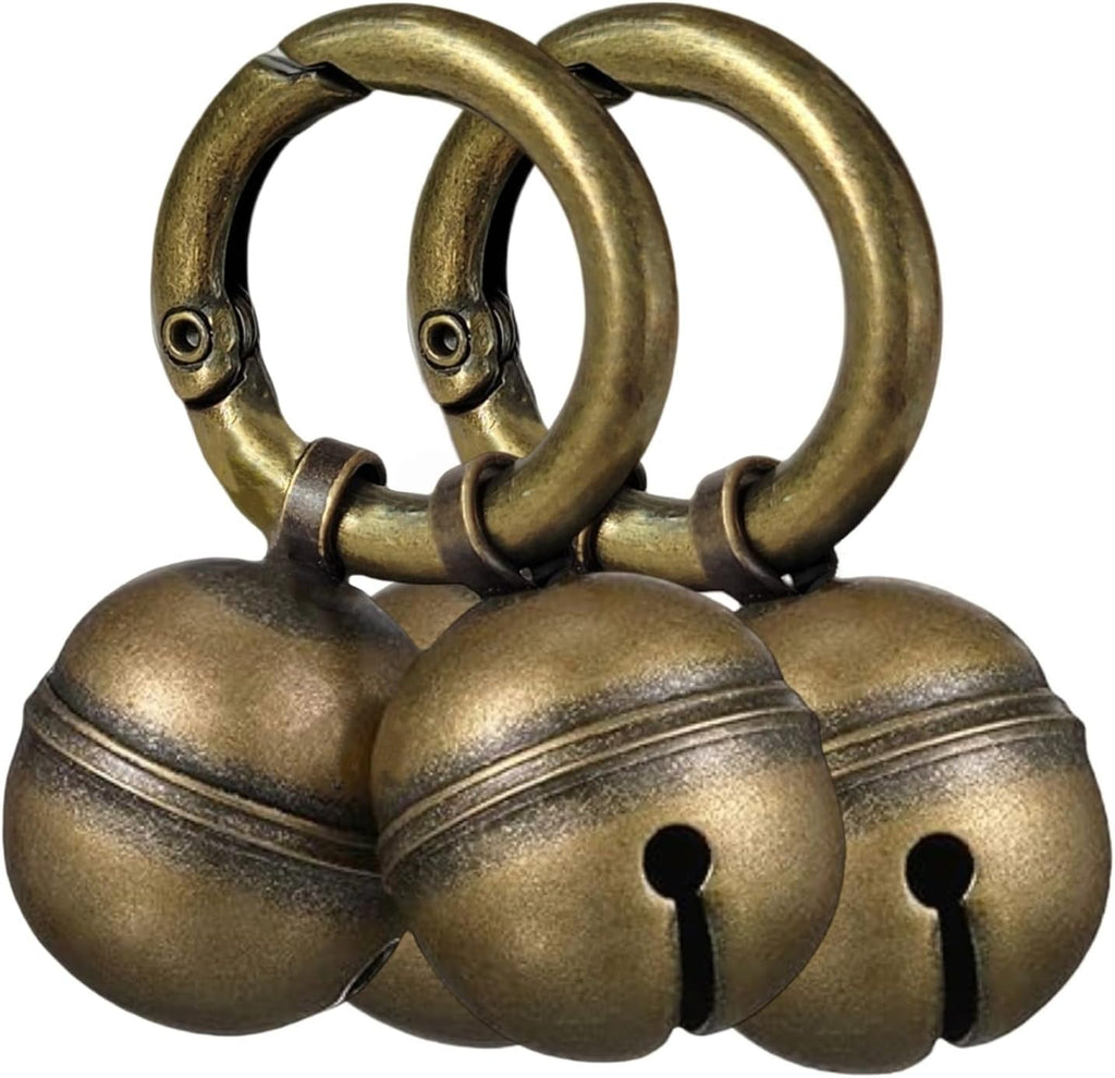 Chyobo extra loud copper dog bells pack of 4 front view showing vintage bronze finish