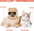 Two pieces of the Hicarer golden dog neck chain displayed side by side showing the adjustable extender