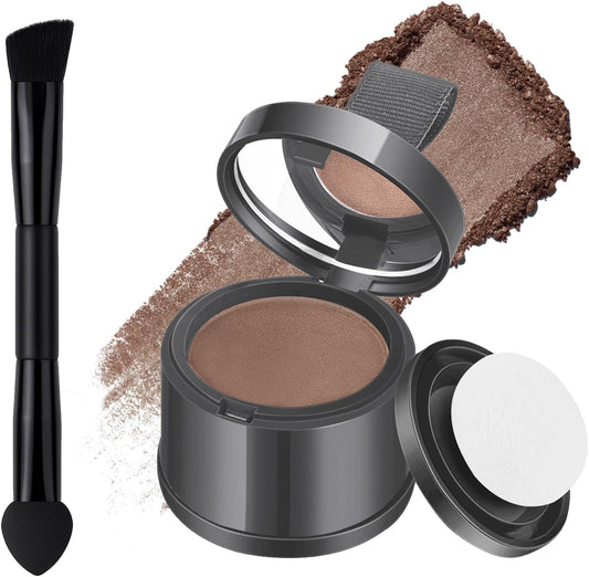 Lorshel hairline powder dark brown front view packaging for hair thinning coverage