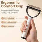 Txibi dual action pet shedding blade being used on a thick haired dog for undercoat thinning.