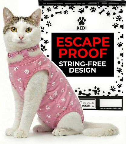 Cat Surgery Recovery Suit Female Cat Onesie for Cats After Surgery Spay Surgical Abdominal Wound Skin Diseases E-Collar Alternative Wear Kitten (Black, Large) - Image 9