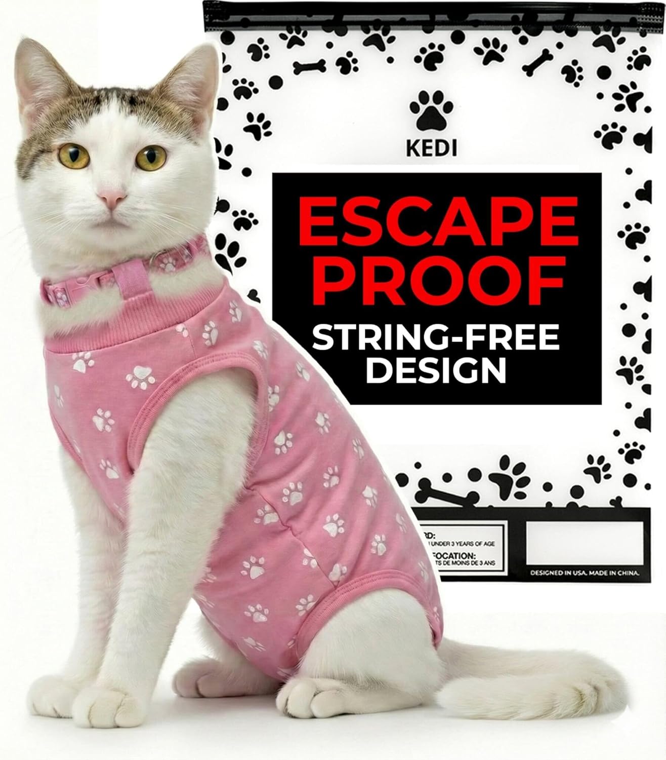 Cat Surgery Recovery Suit Female Cat Onesie for Cats After Surgery Spay Surgical Abdominal Wound Skin Diseases E-Collar Alternative Wear (Black, Medium) - Image 9