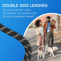 Tangle free 360 degree swivel buckle mechanism on black dual pet lead
