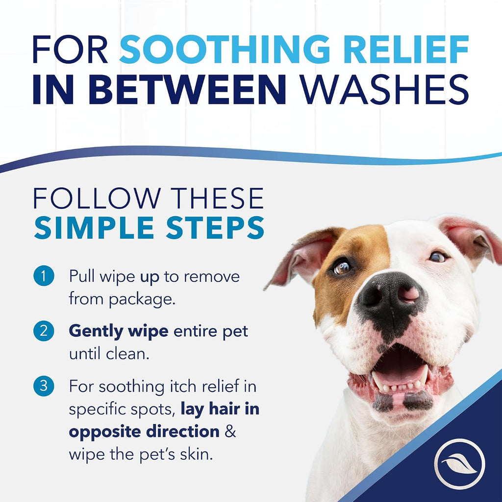 TropiClean OxyMed anti itch wipes for deodorizing pet coats and paws safely