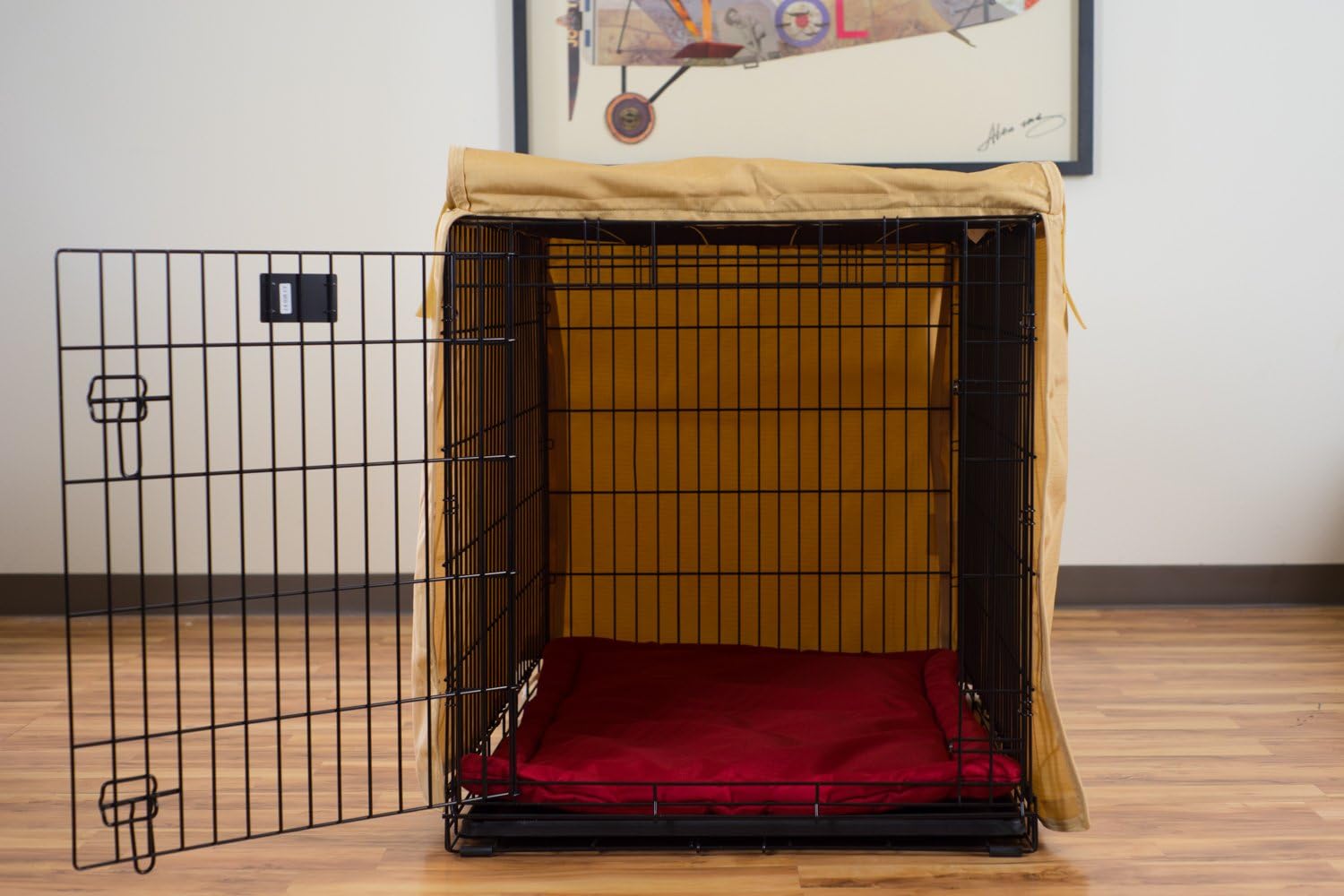 Premium forty eight inch dog crate protector showing secure anchor point tie downs
