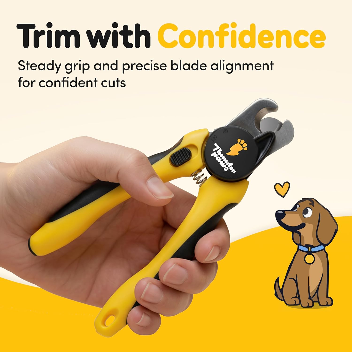 LED Dog Nail Clippers with Light, Trimmers with Protective Guard, Quick Sensor, Safety Lock and Nail File - Suitable for Large and Small Dogs & Cats (Yellow, LED) - Image 5