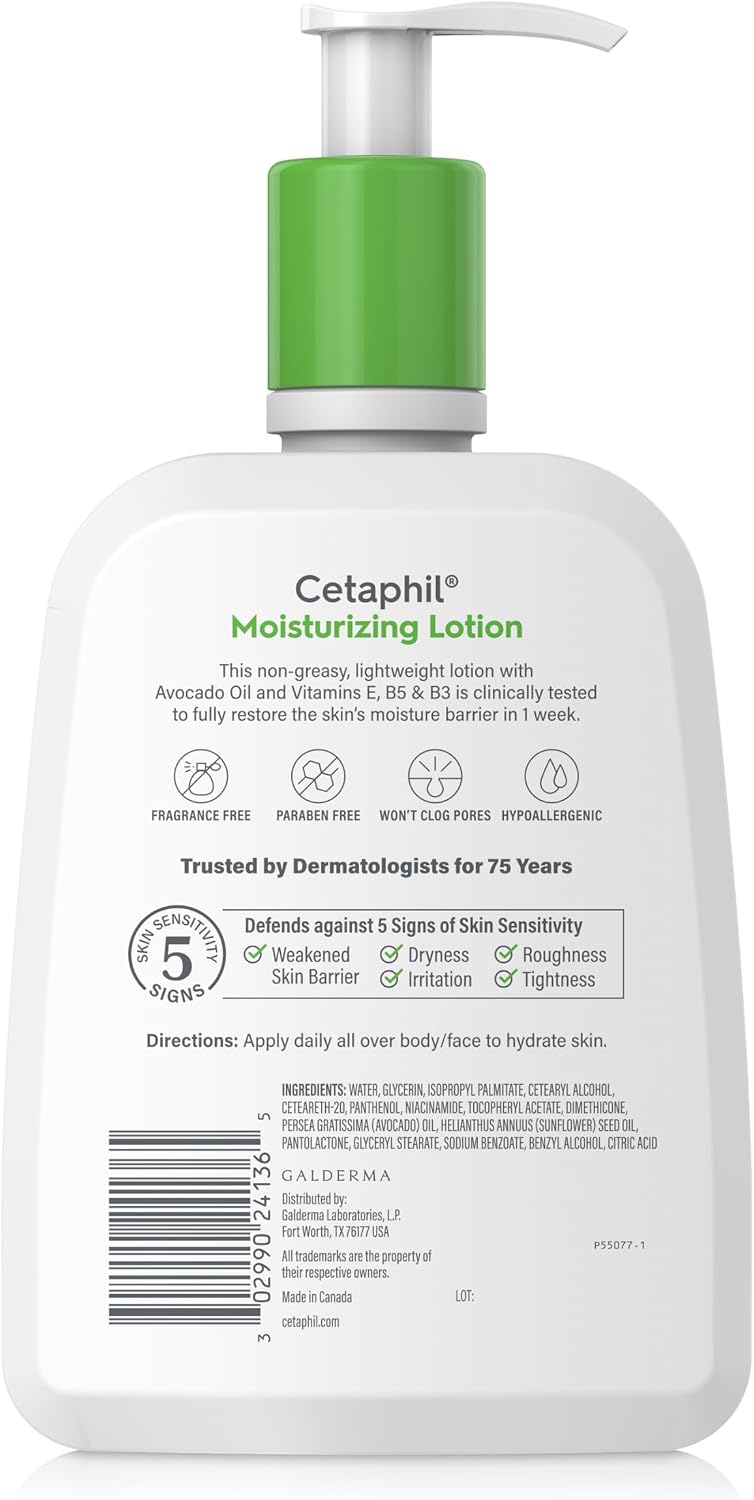 Cetaphil Moisturizing Face & Body Lotion, Sensitive Skin, 16oz, 2ct - Image 9