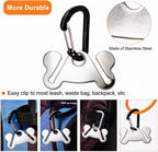Hands free dog waste bag holder securing a knotted plastic bag