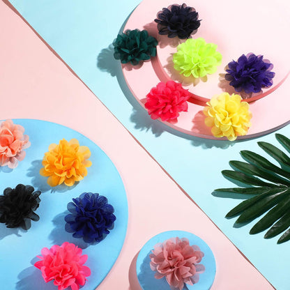 Side view of a five centimeter chiffon flower charm showing its soft layered design and lightweight texture