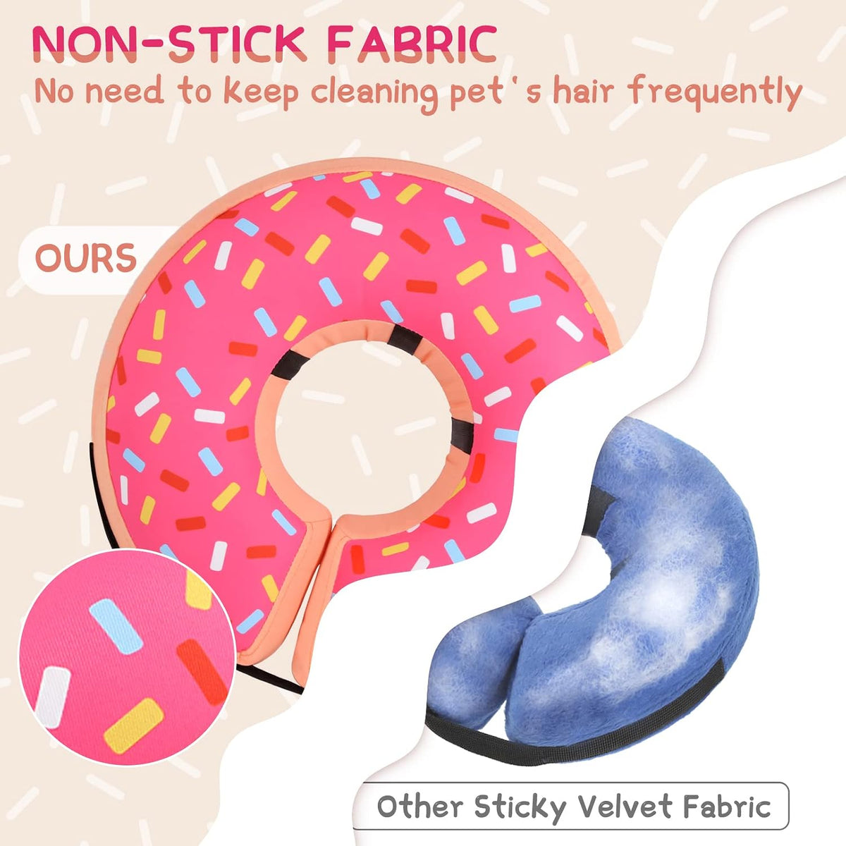 Supet inflatable pet collar inner loops for securing regular everyday collar.