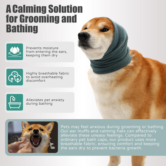 Quiet head cover sleeves for dog bathing and grooming