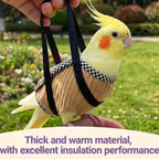 Hokable small bird carrier demonstrated with cockatiel