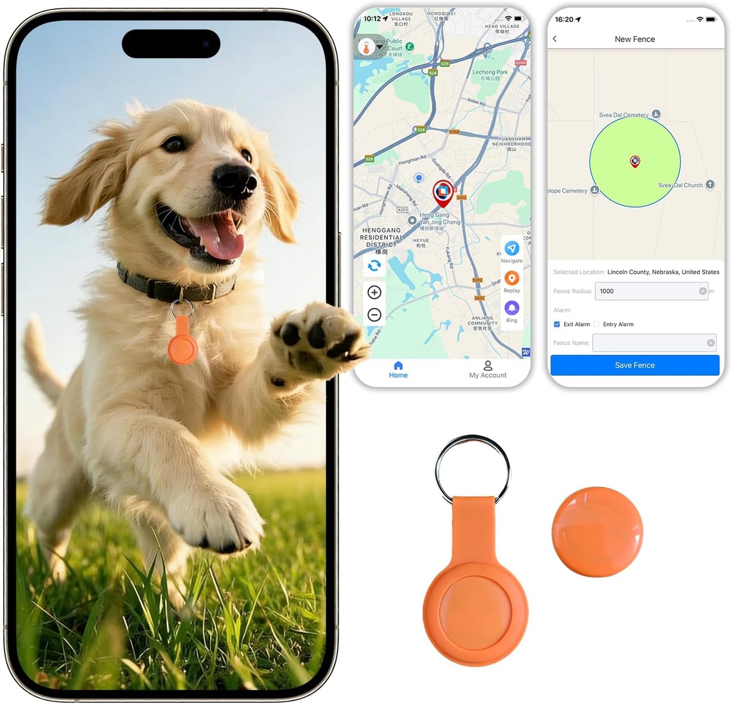 Wnrfg Pet GPS Tracker front view smart pet locator for dogs and cats