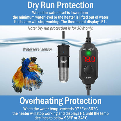 Comparison showing compact size of Fumak heater next to a thumb