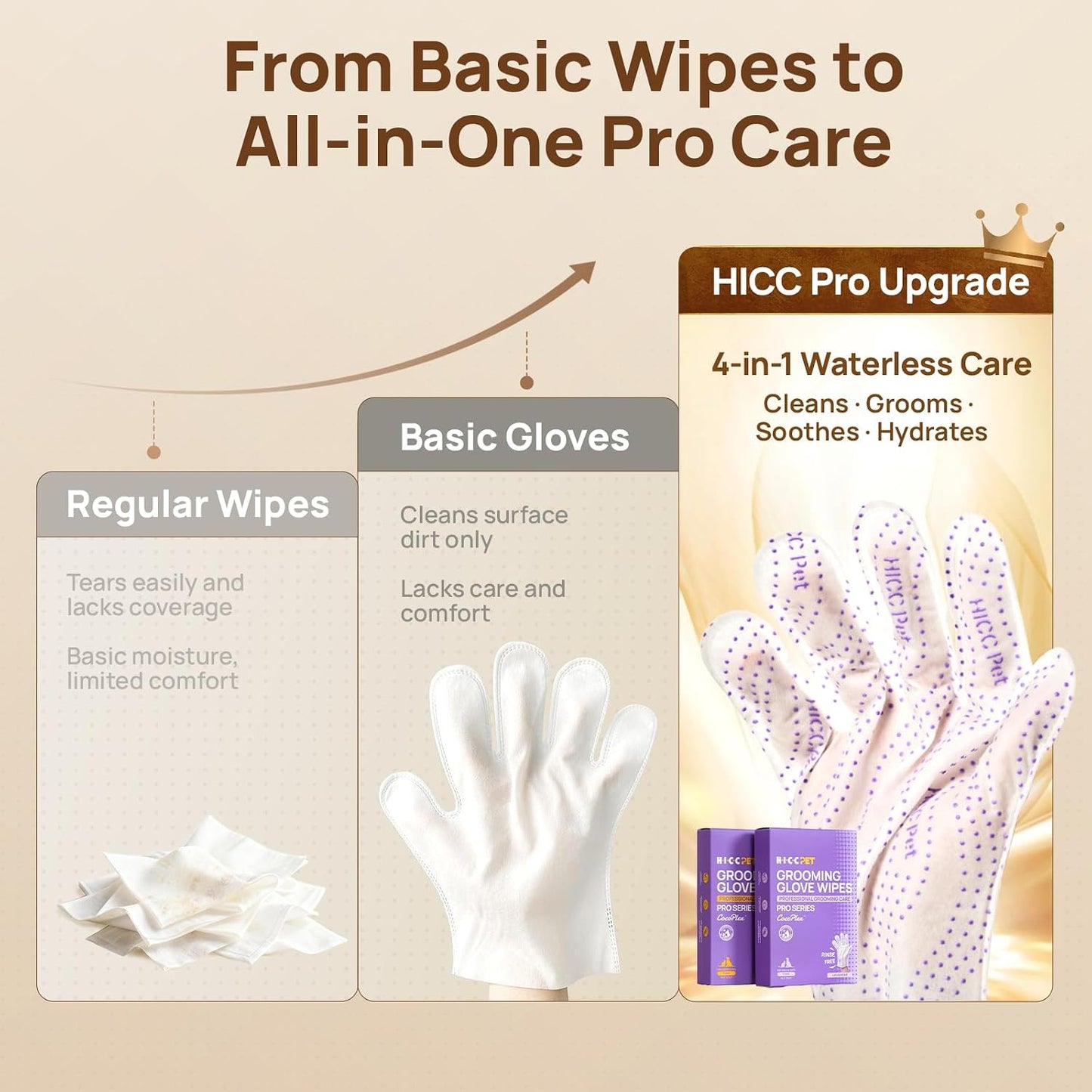Waterless pet grooming mitten being used to clean dog paws.