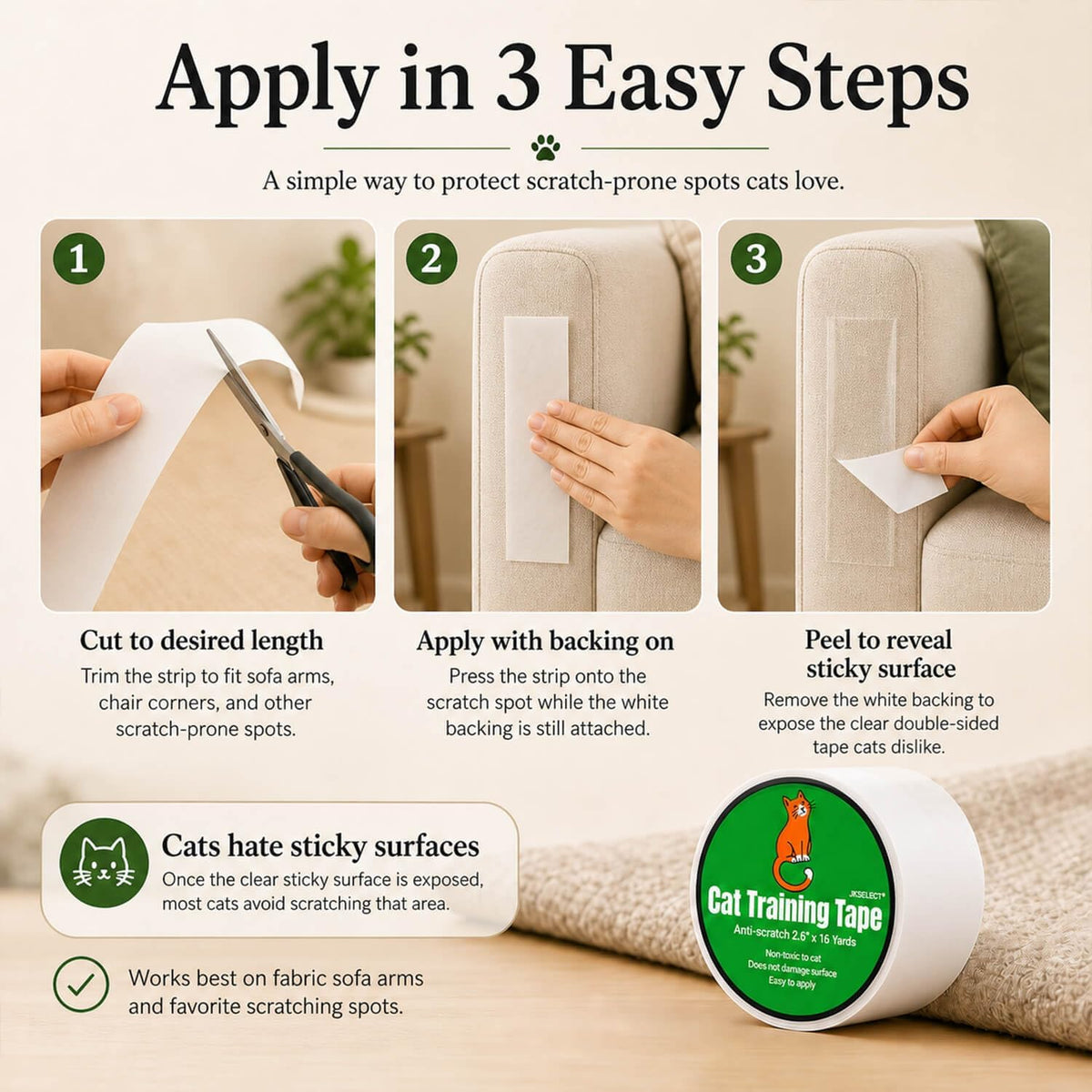 Jxselect cat furniture protector tape used on wooden door frame