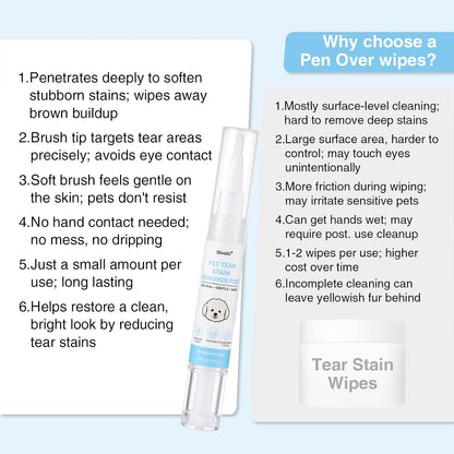 Close up of the soft tip applicator on the Oivolii pet eye cleaner pen highlighting the twist mechanism.