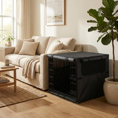 TENTVIA privacy pet cage cover top view highlighting the convenient zipper opening for handle access