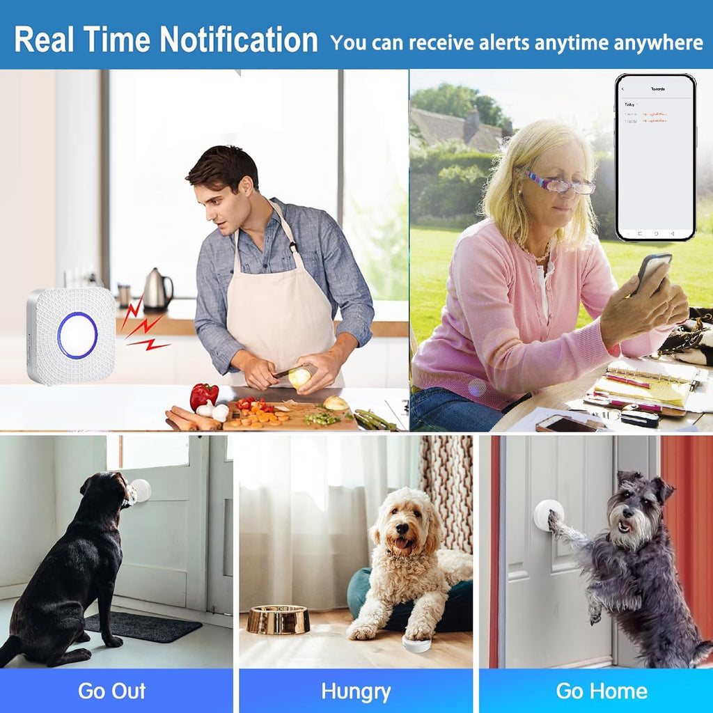 Wireless dog doorbell receiver with blue LED notification light