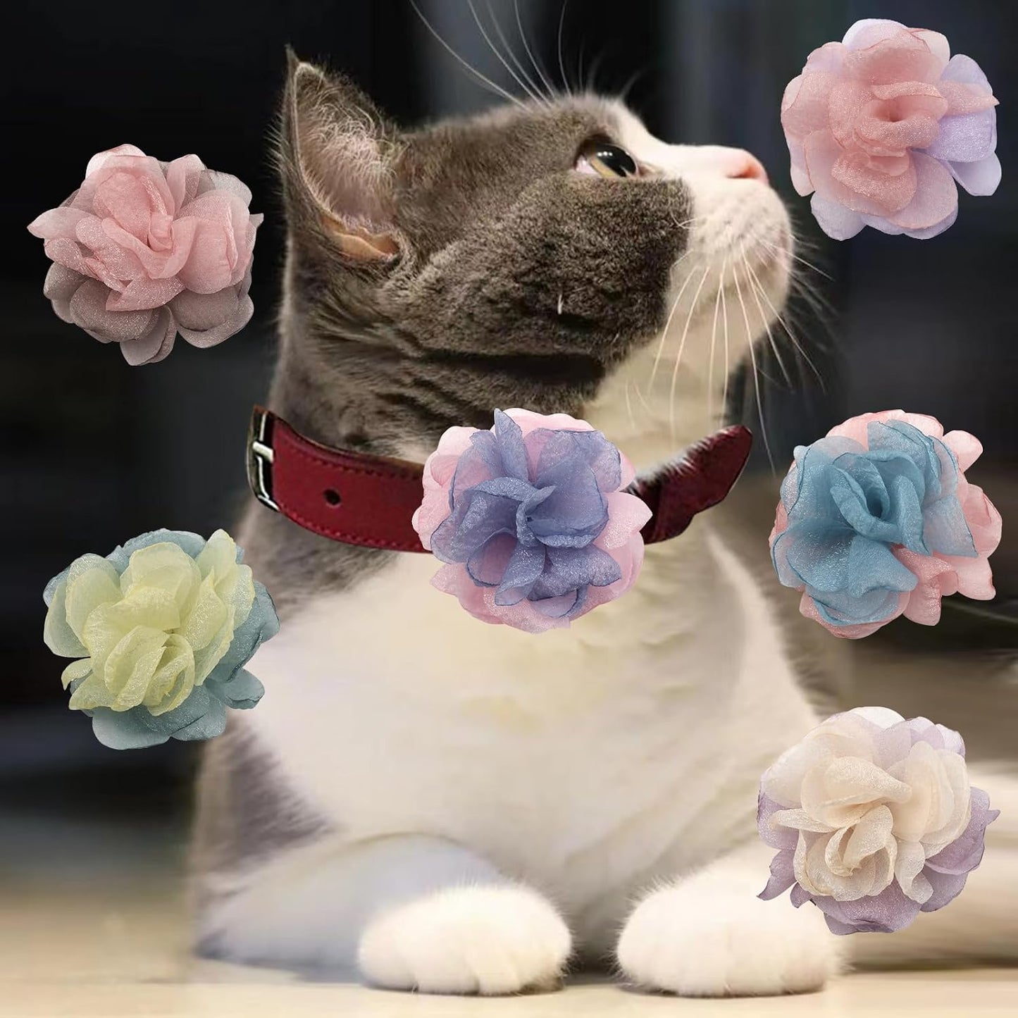 Ubqubq floral charms arranged for dog collar styling