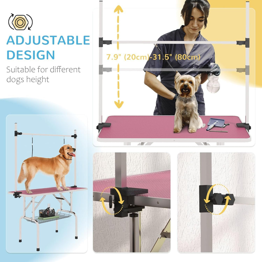 Epikoib grooming table with adjustable overhead arm extended