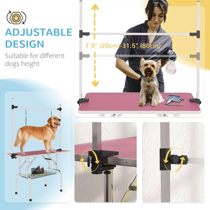 Epikoib grooming table with adjustable overhead arm extended