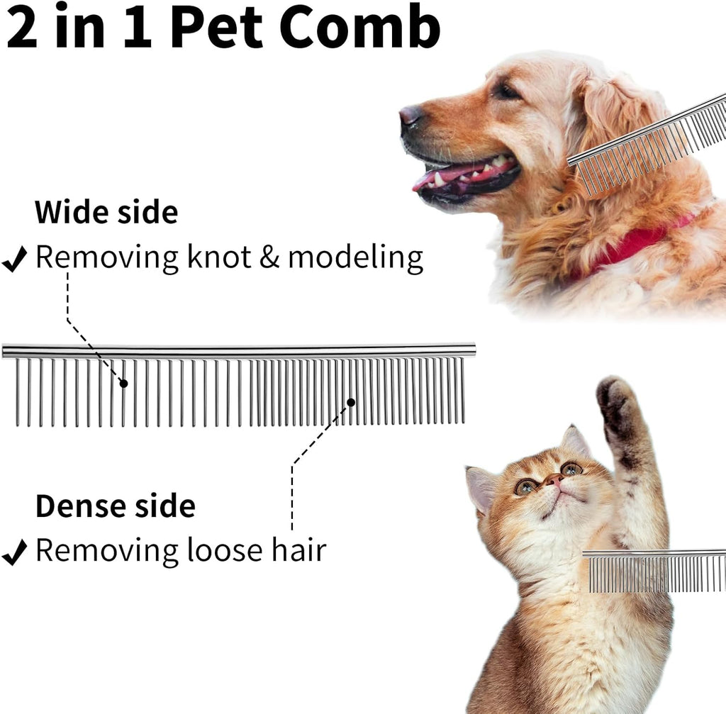 Cat grooming tool set showing size comparison of both combs